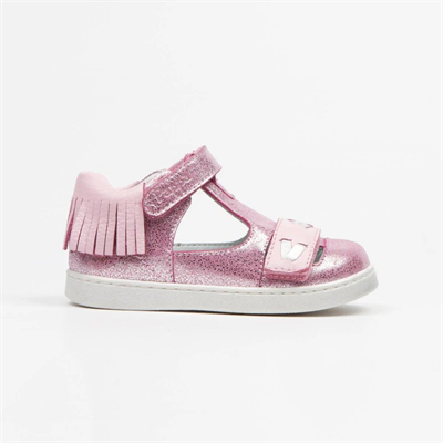 Pappa Kız Çocuk Pembe Simli Deri Sandalet B0802-03