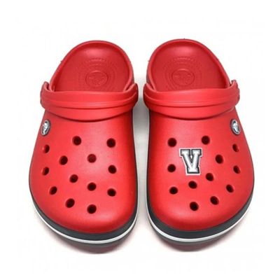 Paqpa 1137 Crocs Terlik Süsü Jibbitz Siyah Beyaz Harf V