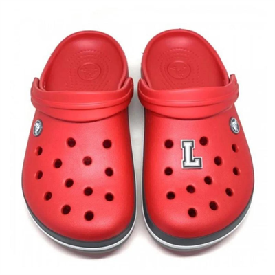 Paqpa 1137 Crocs Terlik Süsü Jibbitz Siyah Beyaz Harf L