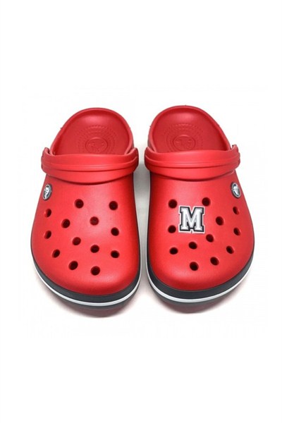 Paqpa Crocs 1137 Terlik Süsü Siyah Beyaz Harf M