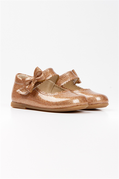 Paqpa Doria Kız Bebek Soft Tabanlı Bronz Simli Rugan Babet AB1001-14