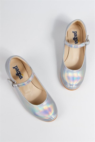 Paqpa Kız Çocuk Gümüş Hologramlı Dans Ayakkabısı DB2012-03