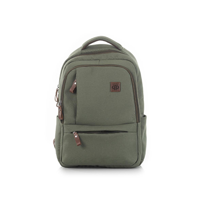 qp Madre Unisex Gabardin Kumaş Laptop Bölmeli Haki Sırt Çantası GBR1001-05