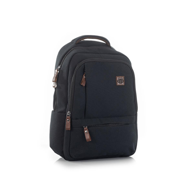 qp Madre Unisex Gabardin Kumaş Laptop Bölmeli Siyah Sırt Çantası GBR1001-00