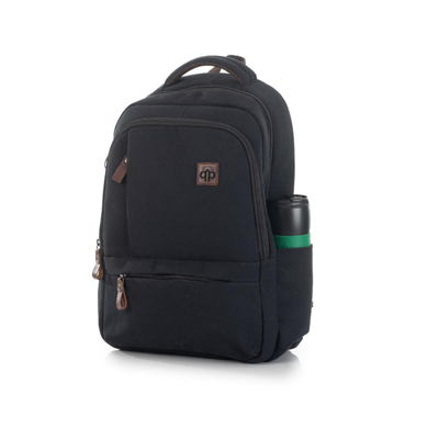 qp Madre Unisex Gabardin Kumaş Laptop Bölmeli Siyah Sırt Çantası GBR1001-00