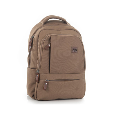 qp Madre Unisex Gabardin Kumaş Laptop Bölmeli Açık Kahve Sırt Çantası GBR1001-04