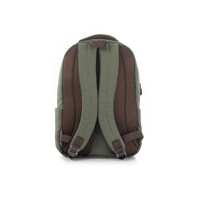 qp Madre Unisex Gabardin Kumaş Laptop Bölmeli Haki Sırt Çantası GBR1001-05