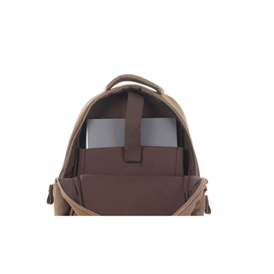 qp Madre Unisex Gabardin Kumaş Laptop Bölmeli Açık Kahve Sırt Çantası GBR1001-04