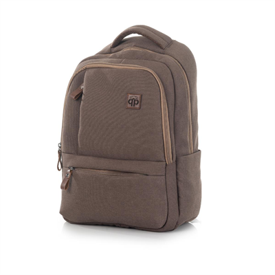 qp Madre Unisex Gabardin Kumaş Laptop Bölmeli Mokka Sırt Çantası GBR1001-01