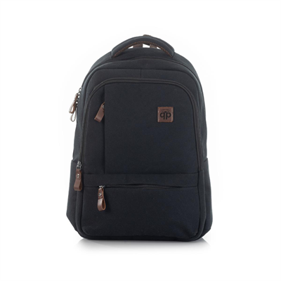 qp Madre Unisex Gabardin Kumaş Laptop Bölmeli Siyah Sırt Çantası GBR1001-00