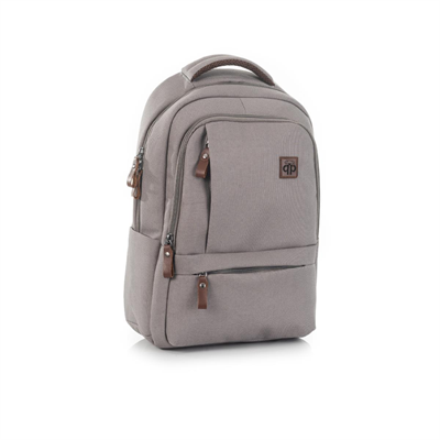 qp Madre Unisex Gabardin Kumaş Laptop Bölmeli Gri Sırt Çantası GBR1001-02