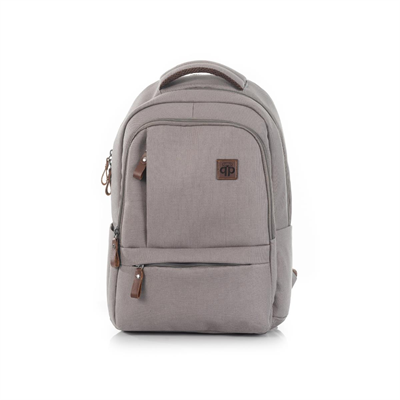 qp Madre Unisex Gabardin Kumaş Laptop Bölmeli Gri Sırt Çantası GBR1001-02