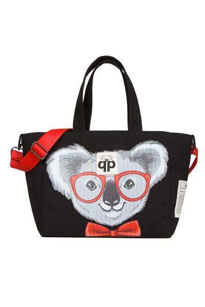 qp Ponza Siyah - Koala Desenli Kadın El ve Omuz Çantası QP1004-00