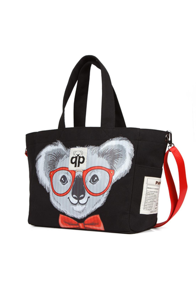qp Ponza Siyah - Koala Desenli Kadın El ve Omuz Çantası QP1004-00