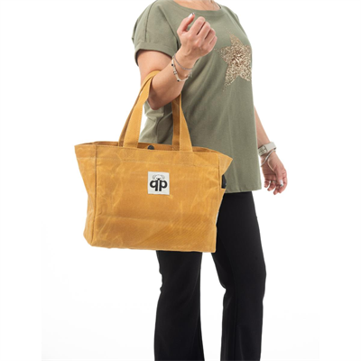 qp Ronda Tote Bag Kadın Camel Mumlu Kanvas El ve Omuz Çantası QP1002-03