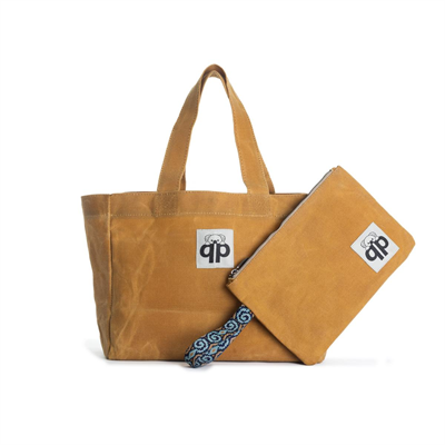 qp Ronda Tote Bag Kadın Camel Mumlu Kanvas El ve Omuz Çantası QP1002-03