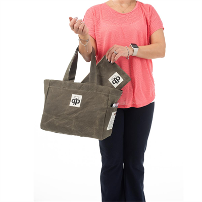 qp Ronda Tote Bag Kadın Haki Mumlu Kanvas El ve Omuz Çantası QP1002-04