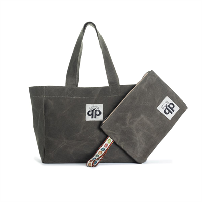 qp Ronda Tote Bag Kadın Haki Mumlu Kanvas El ve Omuz Çantası QP1002-04