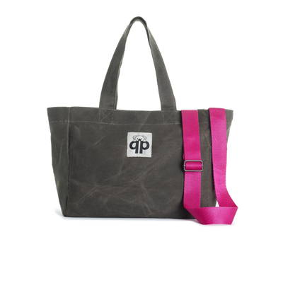qp Ronda Tote Bag Kadın Haki Mumlu Kanvas El ve Omuz Çantası QP1002-04