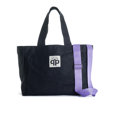 qp Ronda Tote Bag Kadın Siyah Mumlu Kanvas El ve Omuz Çantası QP1002-01