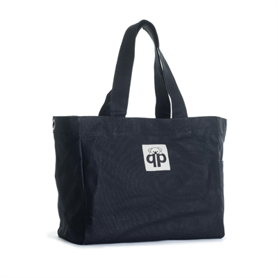 qp Ronda Tote Bag Kadın Siyah Mumlu Kanvas El ve Omuz Çantası QP1002-01