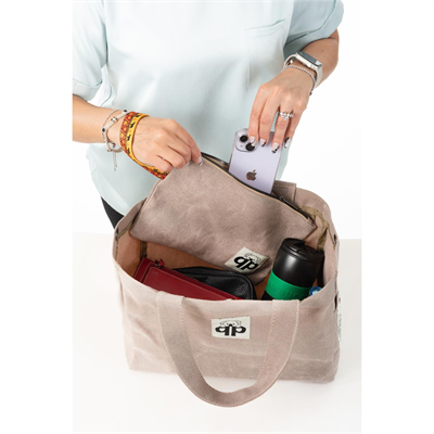 qp Ronda Tote Bag Kadın Taş Mumlu Kanvas El ve Omuz Çantası QP1002-02