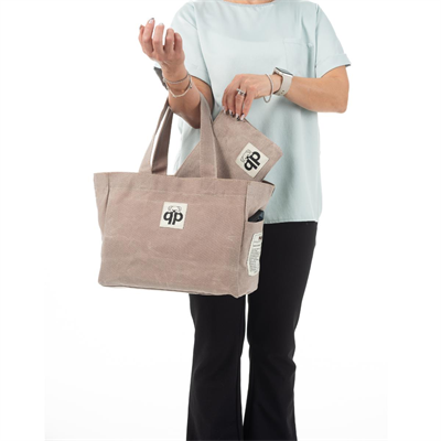 qp Ronda Tote Bag Kadın Taş Mumlu Kanvas El ve Omuz Çantası QP1002-02