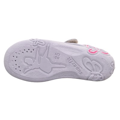 Superfit Belinda Kız Çocuk Ev Kreş Ayakkabısı Kelebek Desenli - Gri 800288-0600