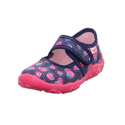 Superfit Bonny Kız Çocuk Ev Kreş Ayakkabısı - Lacivert Pembe Kalpli 800283-8800