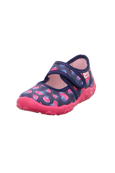 Superfit Bonny Kız Çocuk Ev Kreş Ayakkabısı - Lacivert Pembe Kalpli 800283-8800