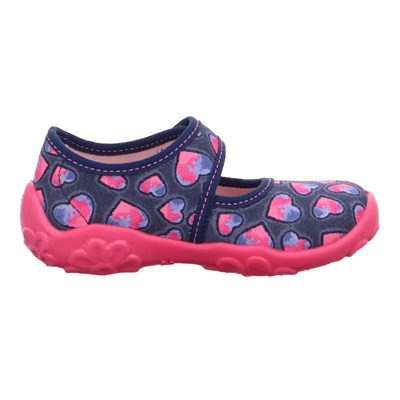 Superfit Bonny Kız Çocuk Ev Kreş Ayakkabısı - Lacivert Pembe Kalpli 800283-8800