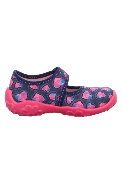 Superfit Bonny Kız Çocuk Ev Kreş Ayakkabısı - Lacivert Pembe Kalpli 800283-8800