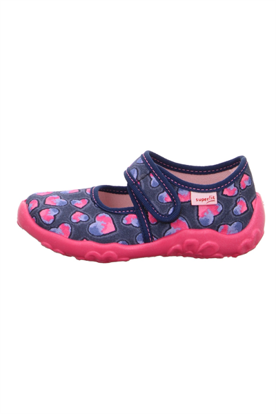 Superfit Bonny Kız Çocuk Ev Kreş Ayakkabısı - Lacivert Pembe Kalpli 800283-8800