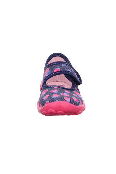 Superfit Bonny Kız Çocuk Ev Kreş Ayakkabısı - Lacivert Pembe Kalpli 800283-8800