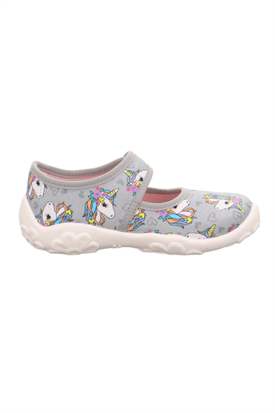 Superfit Bonny Kız Çocuk Gri Ev Kreş Ayakkabısı Unicorn 800283-2050