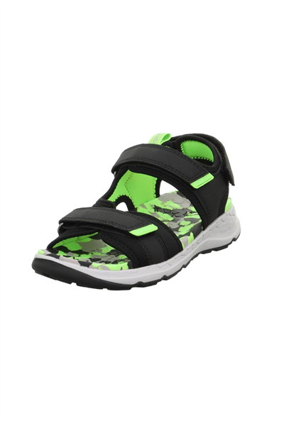 Superfit Criss Cross Çocuk Siyah Yeşil Sandalet 000584-0000