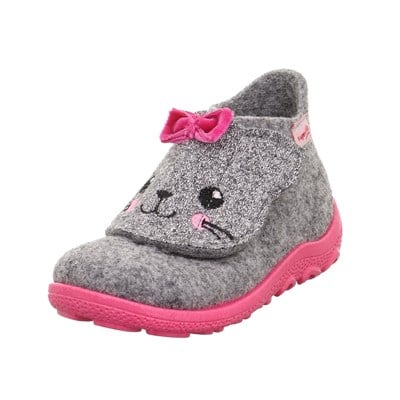 Superfit Happy Octi Kız Çocuk Gri Pembe Keçe Panduf Kedi 006295-2500