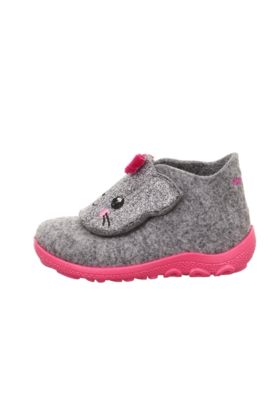 Superfit Happy Octi Kız Çocuk Gri Pembe Keçe Panduf Kedi 006295-2500