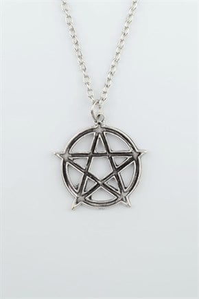2'li Lucifer Morning Star Pentagram Wicca Erkek Kadın Kolye Seti 925 Ayar Gümüş Kaplama
