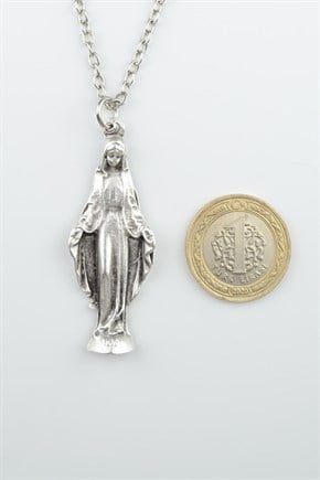 2'li Minimal Haç - Meryem Ana Erkek Kadın Kolye Seti 925 Ayar Gümüş Kaplama