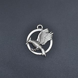 Alaycı Kuş Kolye Ucu - Antik Gümüş Kaplama