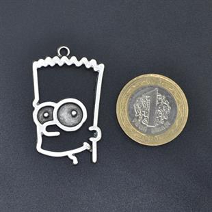 Bart Simpson Kolye Ucu - Antik Gümüş Kaplama