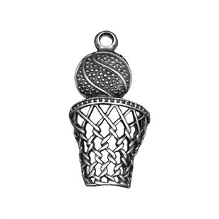 Basket Topu - File - Pota Kolye Ucu - Antik Gümüş Kaplama