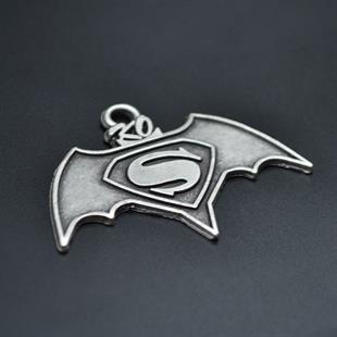 Batman Süperman Kolye Ucu - Antik Gümüş Kaplama