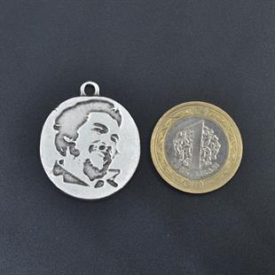 Che Guevara Madalyon Kolye Ucu - Antik Gümüş Kaplama