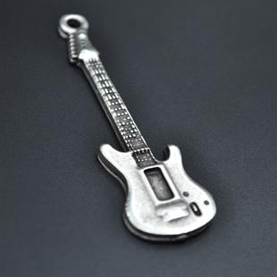 Elektro Gitar Kolye Ucu - Antik Gümüş Kaplama