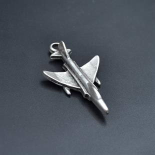 F4 Phantom Uçak Kolye Ucu - Antik Gümüş Kaplama