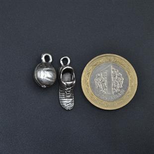 Futbol - Krampon - Top Kolye Ucu - Antik Gümüş Kaplama