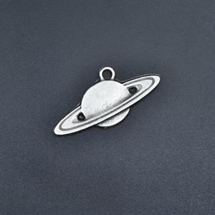 Gezegen - Satürn Kolye Ucu - Antik Gümüş Kaplama