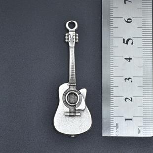 Gitar Kolye Ucu - Antik Gümüş Kaplama